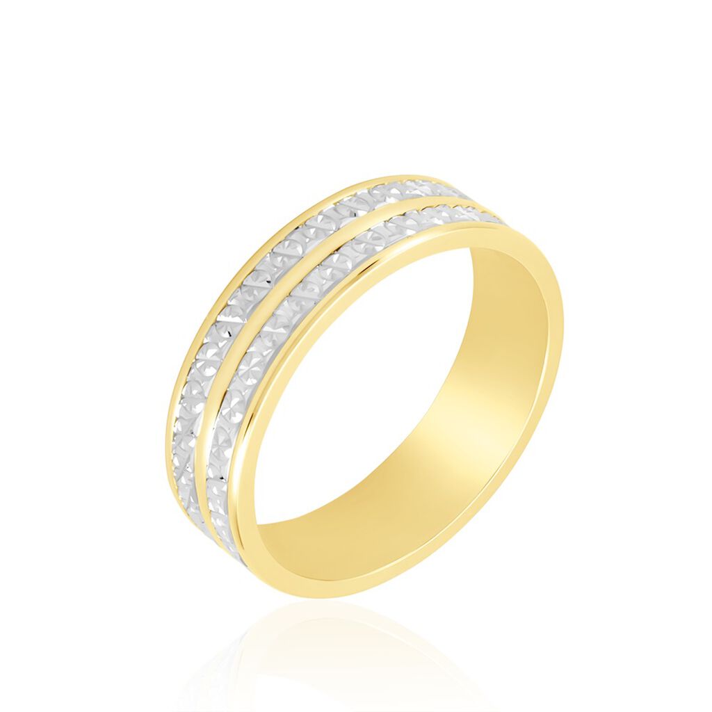 Alliance Clarisse 2 Rangs Diamantes Ruban Plat Or Bicolore - Spannringe Damen | OROVIVO
