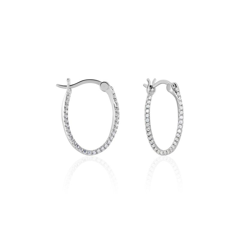 Damen Creolen Silber Silber 925 Zirkonia Hoopsa 20,00mm 22,60mm  - Creolen Damen | OROVIVO
