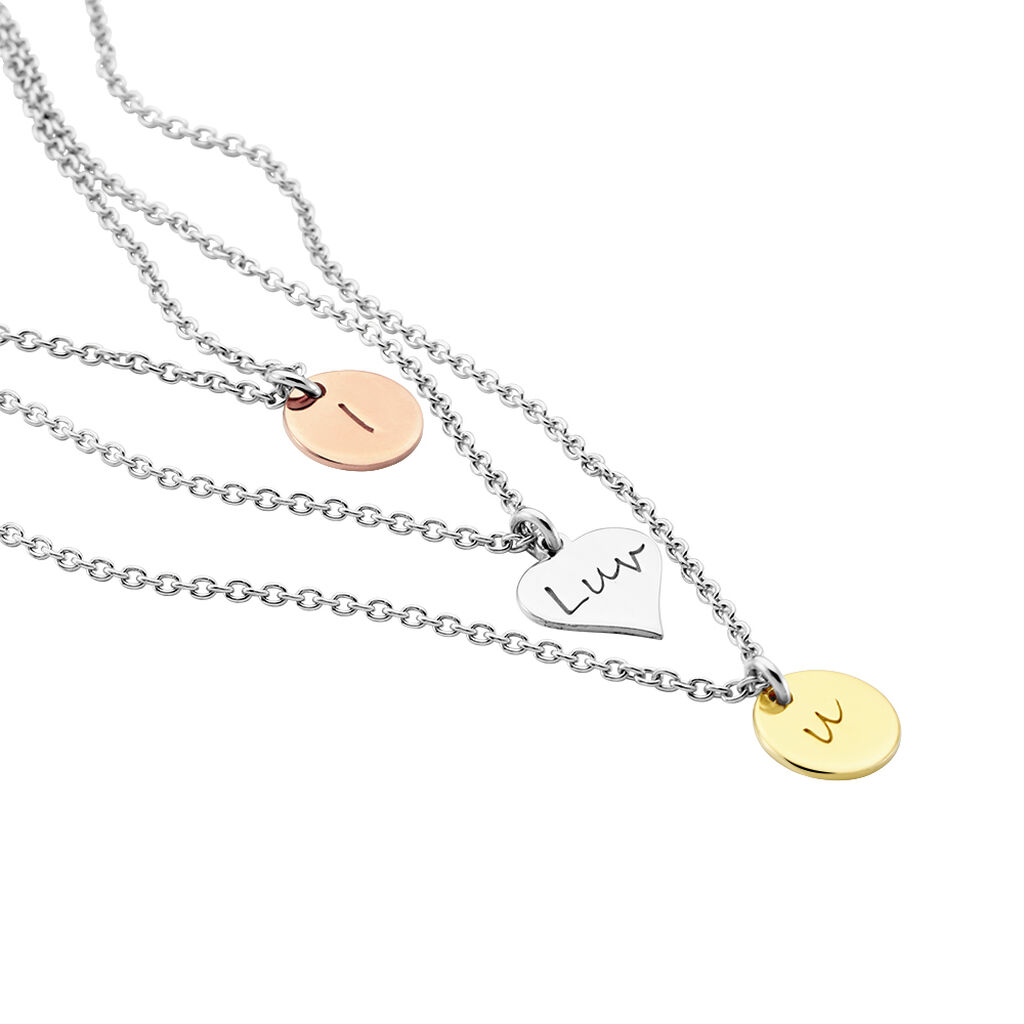 CARO 1 Damen Collier Silber Tricolor 925 Herz