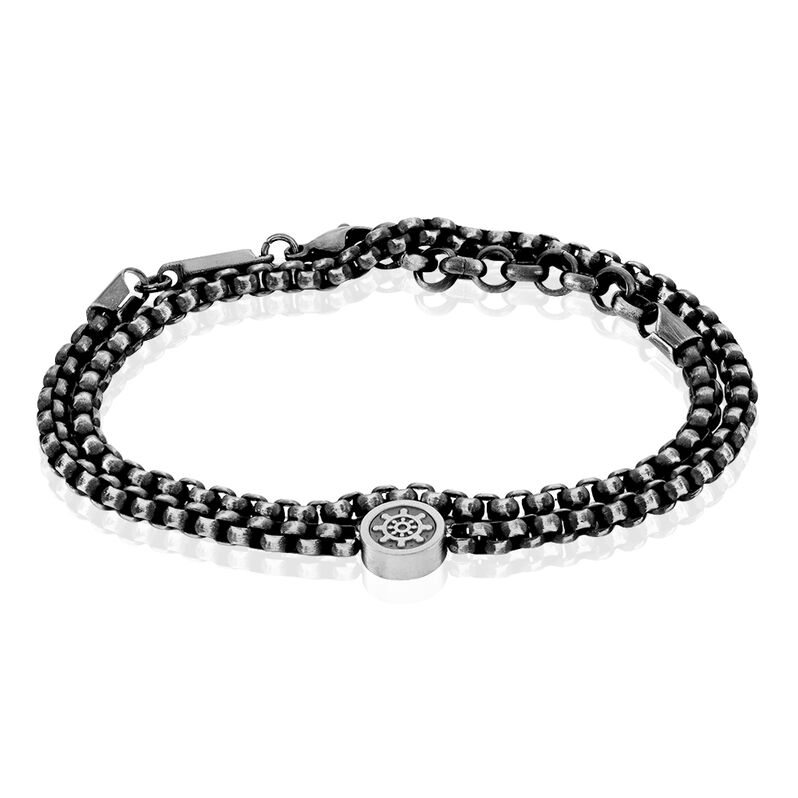 Herrenarmband Edelstahl Geschwärzt Ruder - Armbänder mit Anhänger Herren | OROVIVO