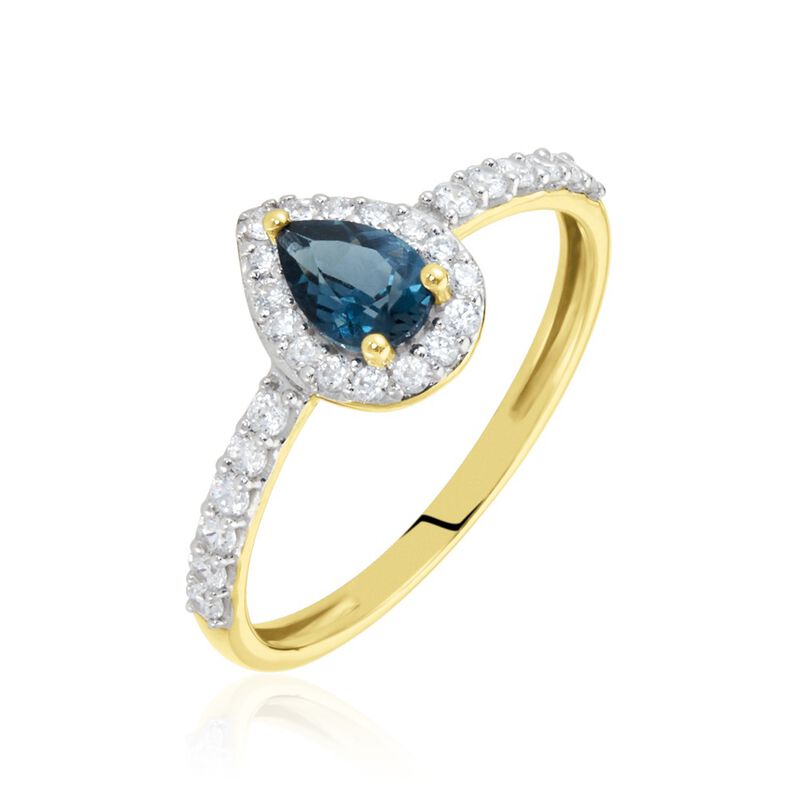 Bague Solitaire Accompagné Entouré Or Jaune Leroy Topaze - Spannringe Damen | OROVIVO