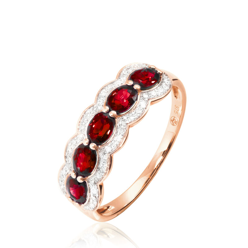 Bague Margaux Or Rose Grenat Et Diamant - Spannringe Damen | OROVIVO