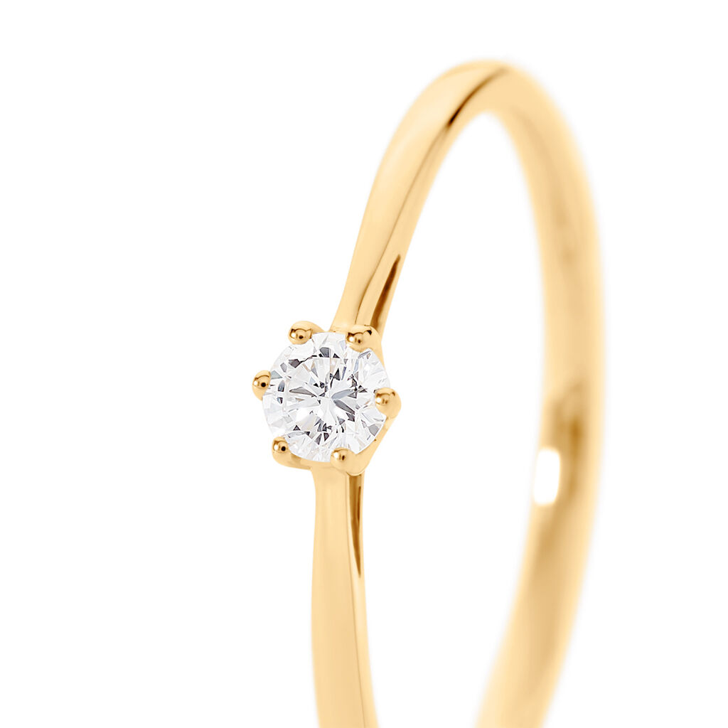 Sonate Damen Ring Gold 585 (14 Karat) Synthetischer Diamant Wei&szlig; 0,16 ct