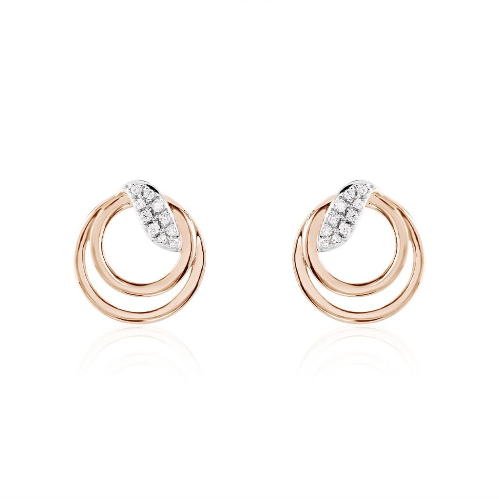 🦚 Damen Ohrstecker Rotgold 375 Zirkonia, Ohrschmuck mit Stein