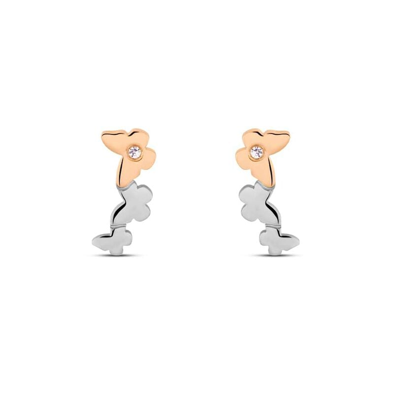 Orecchini Lobo Sunrise Acciaio Bicolore Bianco / Rosa Cristallo - Spannringe Damen | OROVIVO