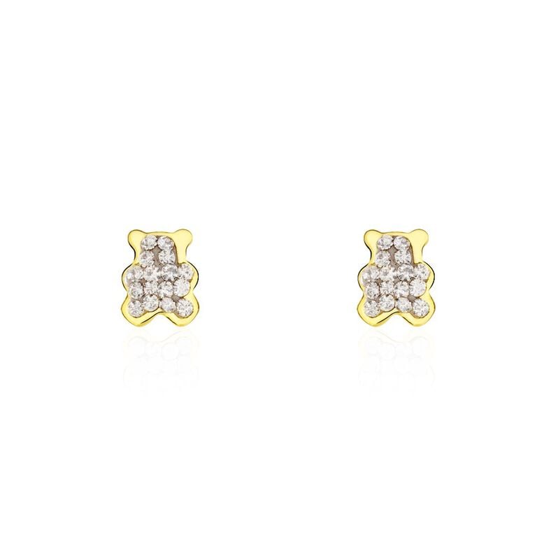 Boucles D'oreilles Puces Emerica Ours 0 Or Jaune Strass - Spannringe Kinder | OROVIVO