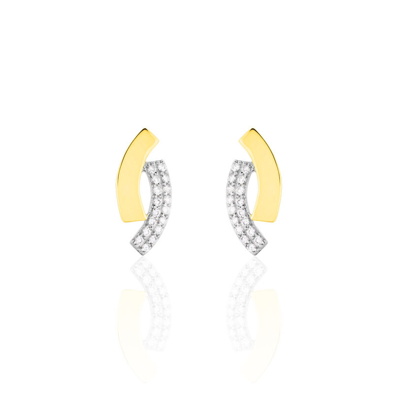 VERO Damen Ohrstecker Gold 375 (9 Karat) Zirkonia Wei&szlig; 0,34 ct Oval - Ohrstecker Damen | OROVIVO