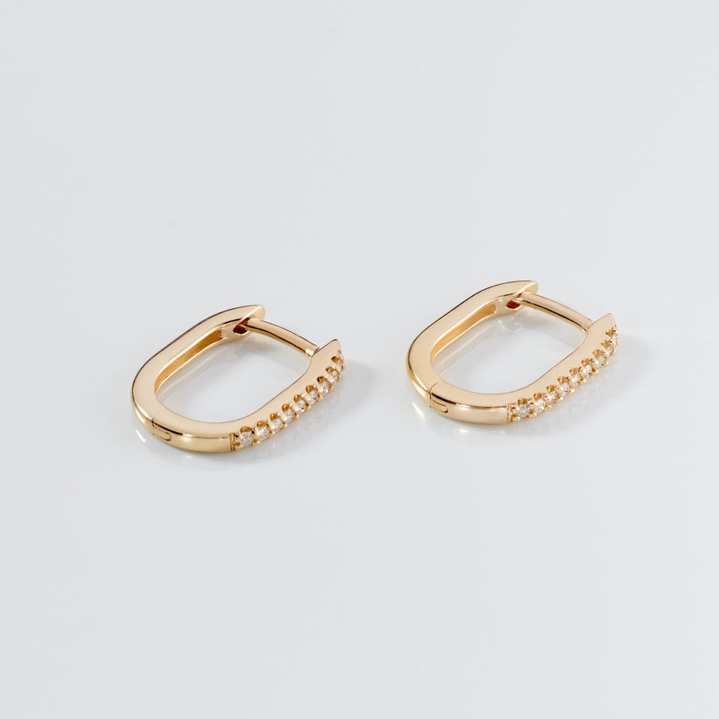 BRITTANY Damen Creolen Gold 375 (9 Karat) Diamant Wei&szlig; 0,07 ct