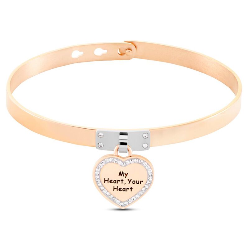 Bangle Sunrise Acciaio Bicolore Bianco / Rosa Cristallo - Spannringe Damen | OROVIVO