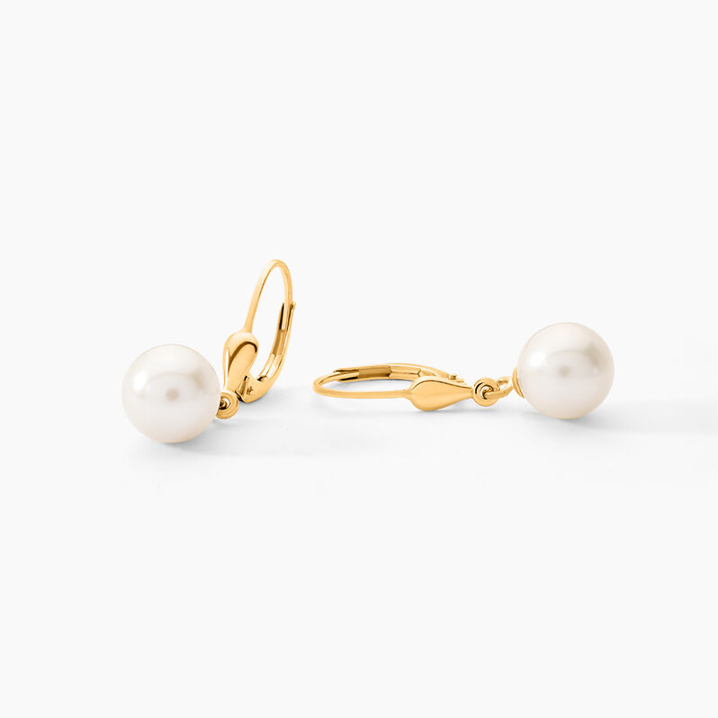 Boucles D'oreilles Pendantes Cecilius Or Jaune Perle De Culture - Spannringe Damen | OROVIVO