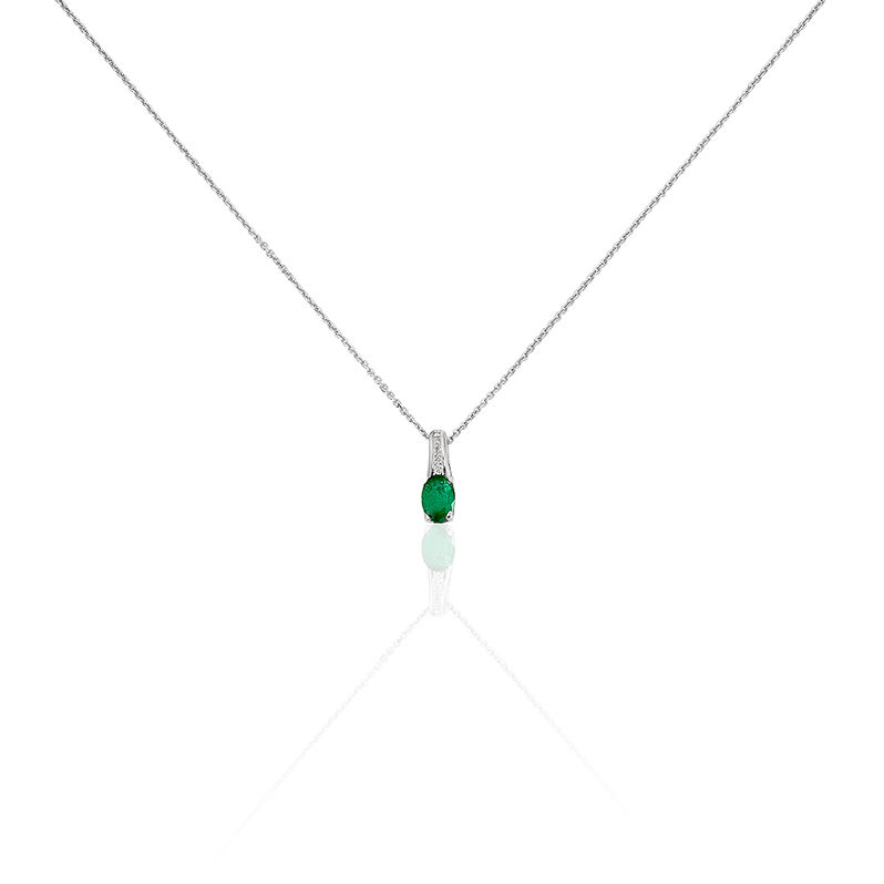 Collier Or Blanc Emeraude Et Diamant - Spannringe Damen | OROVIVO