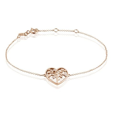 Damen Armband Silber rosevergoldet 925 Diamant 0,01ct Herz Lebensbaum Riana - Armbänder mit Anhänger Damen | OROVIVO