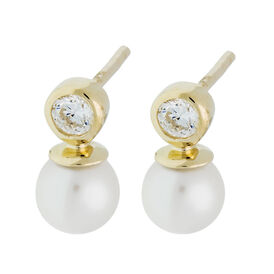 Damen Perlenohrringe Gold 375 Zuchtperle Zirkonia - Ohrringe Damen | OROVIVO