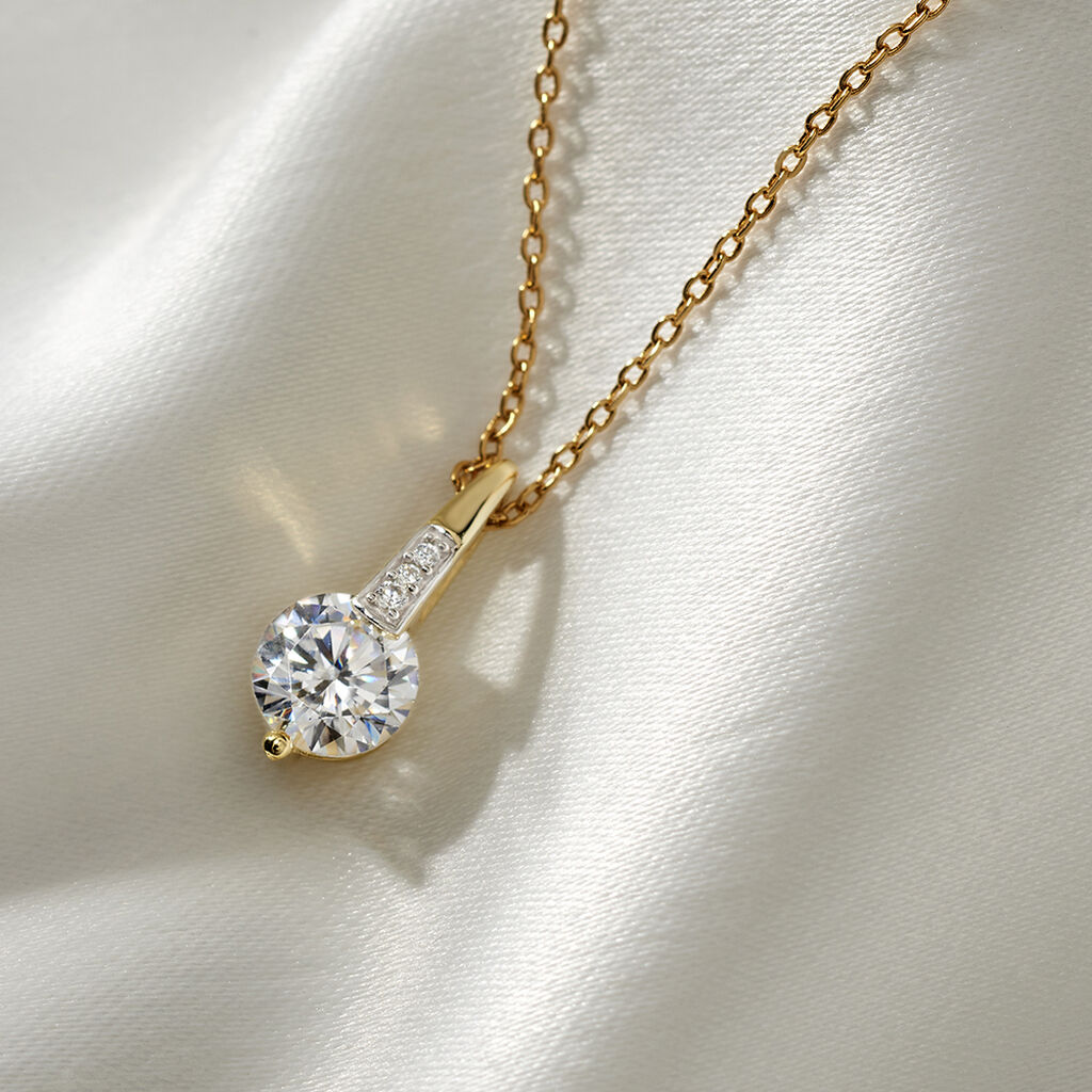 CZ ANH&Auml;NGER 3 Damen Anh&auml;nger Gold Bicolor 333 (8 Karat) Zirkonia Wei&szlig;