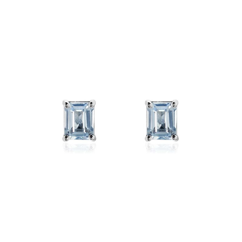 Damen Ohrstecker Weißgold 375 Topas Himmelblau 1,1ct Viereck Liberta  - Ohrstecker Damen | OROVIVO