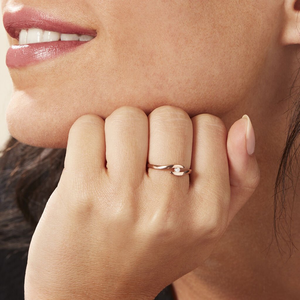 Damen Ring Rosegold 375 Diamant 0,05ct Curonda  - Verlobungsringe Damen | OROVIVO