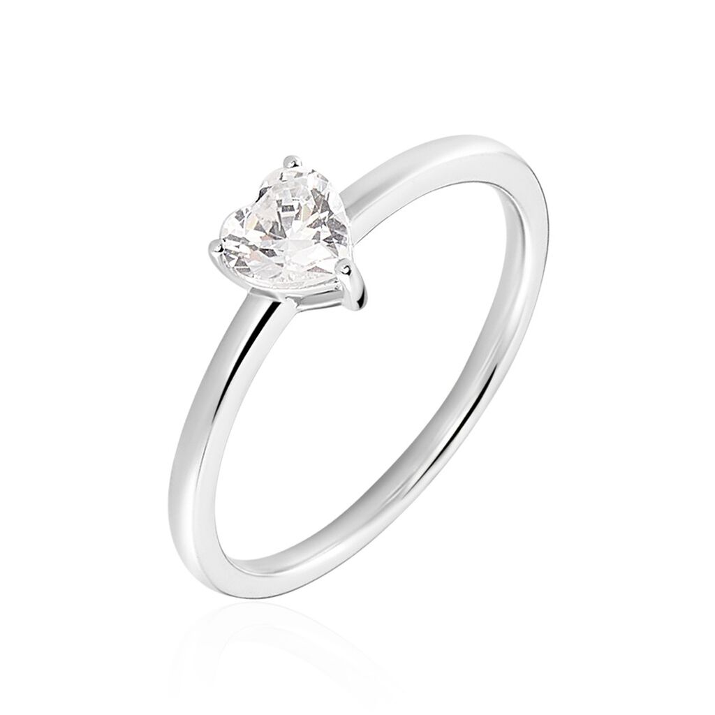 BILLIE Damen Ring Silber Silber 925 Zirkonia Weiß Herz, Ring mit Stein