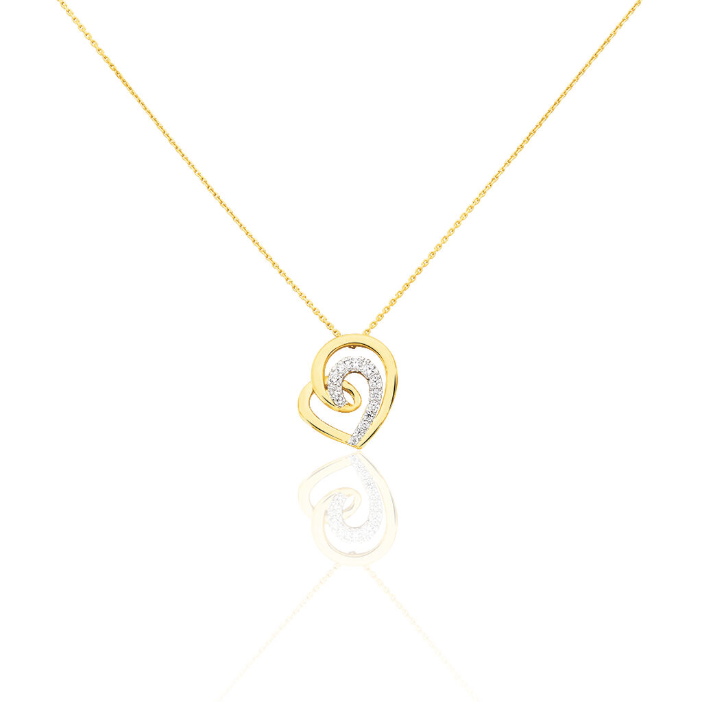 Thumbnail - HERZ Damen Collier Gold 375 (9 Karat) Zirkonia Weiß Herz, Collier mit Stein