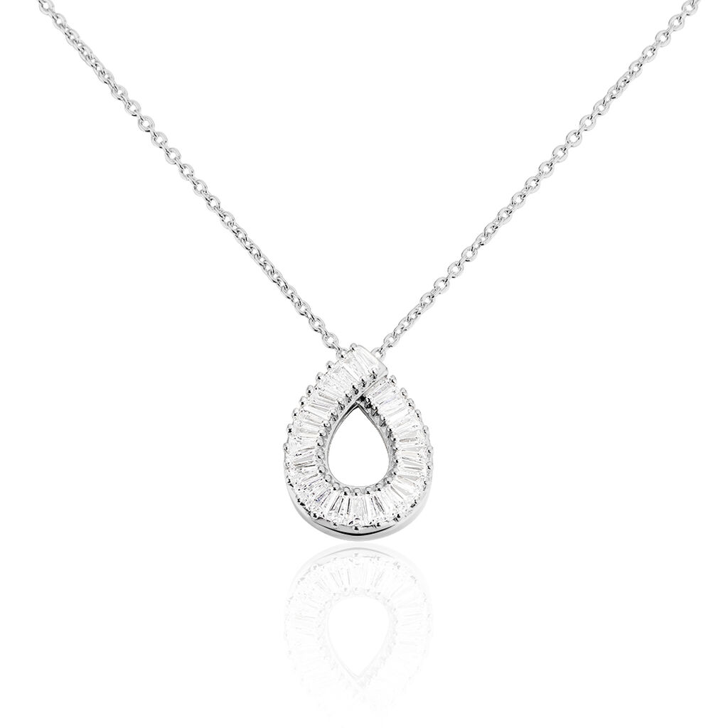 DROP Damen Collier Silber 925 Zirkonia Wei&szlig; 1,98 ct Tropfen