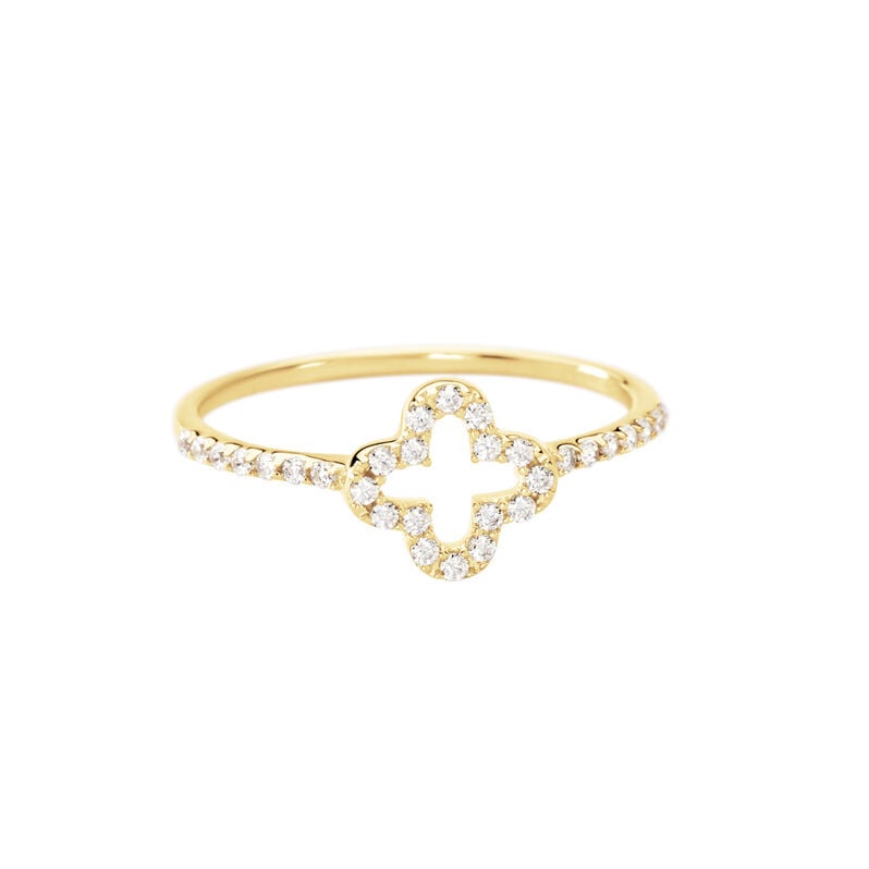Swisscross Damen Ring Gold 375 (9 Karat) Zirkonia Wei&szlig; Blume - Ringe mit Stein Damen | OROVIVO