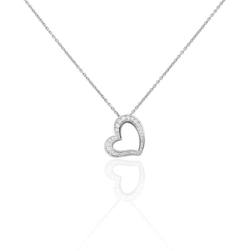 Damen Collier Silber 925 Zirkonia Wei&szlig; Herz - Halsketten Damen | OROVIVO