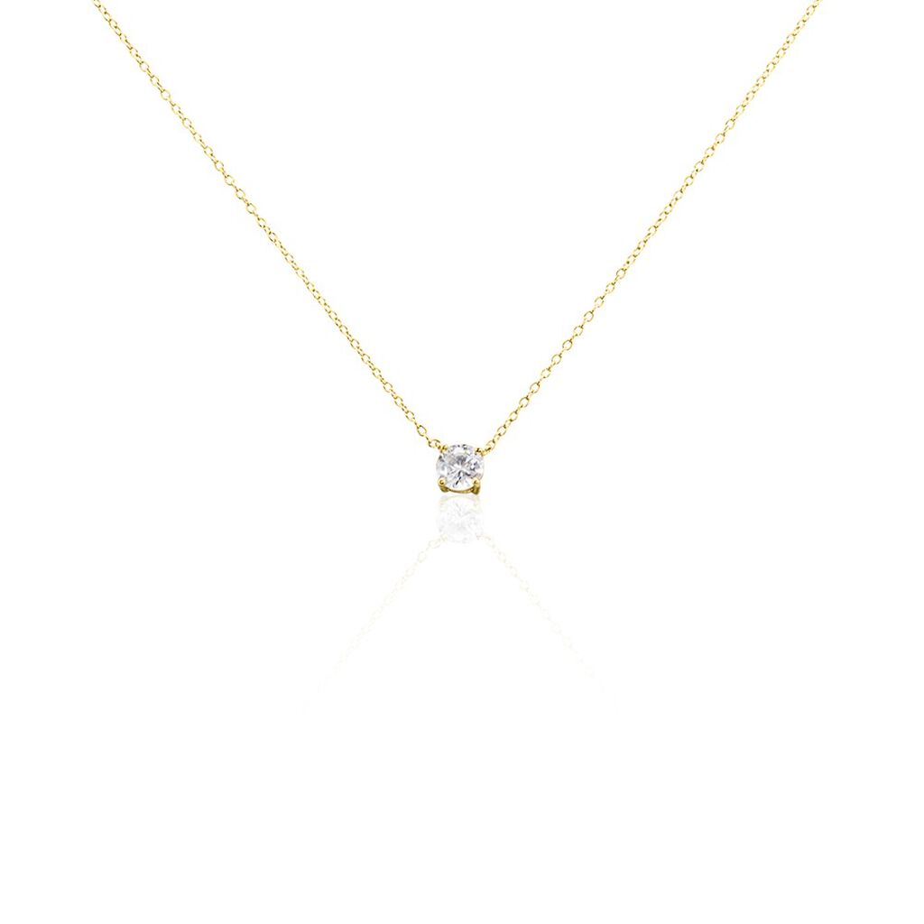 RUMYANA Damen Collier Silber vergoldet 925 Zirkonia Weiß 1,35 ct B 1,15 mm, Collier mit Stein