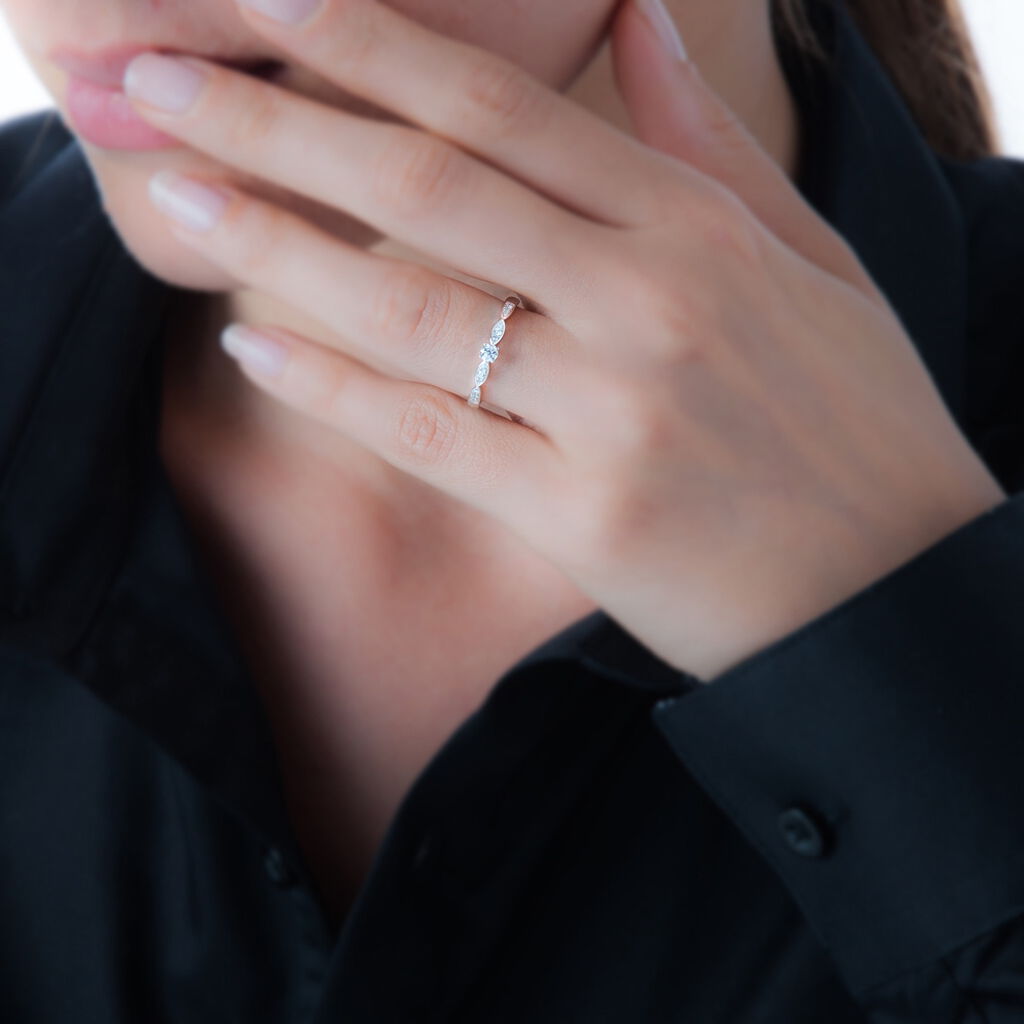 Bague Solitaire Etoile Or Blanc Diamant - Spannringe Damen | OROVIVO