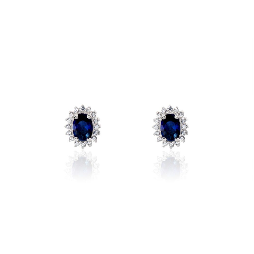 SINYA Damen Ohrstecker Silber Silber 925 Glas Blau 2,6 ct
