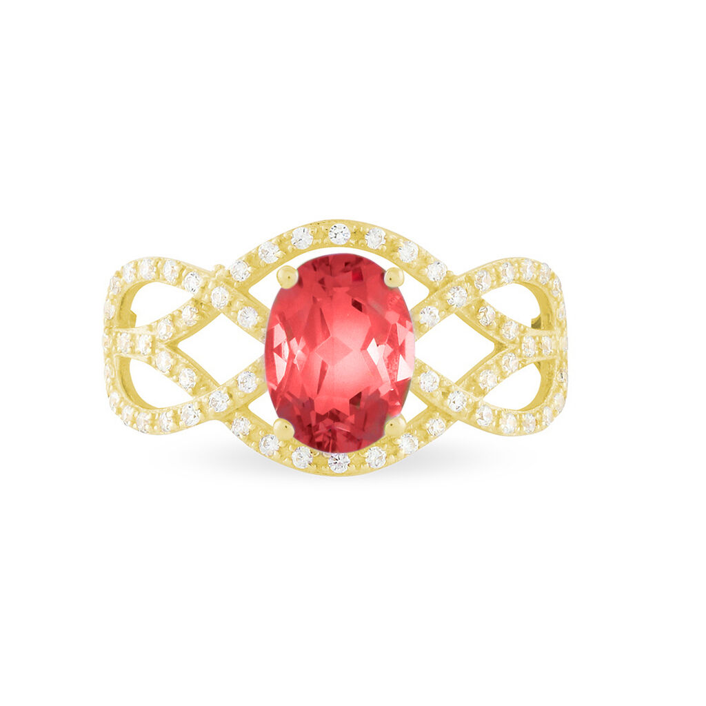 Bague Tina Or Jaune Rubis Et Diamant - Spannringe Damen | OROVIVO