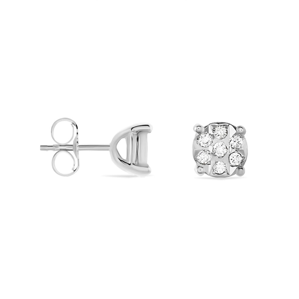 RIMINI Damen Ohrstecker Wei&szlig;gold 375 (9 Karat) Diamant Wei&szlig; 0,01 ct