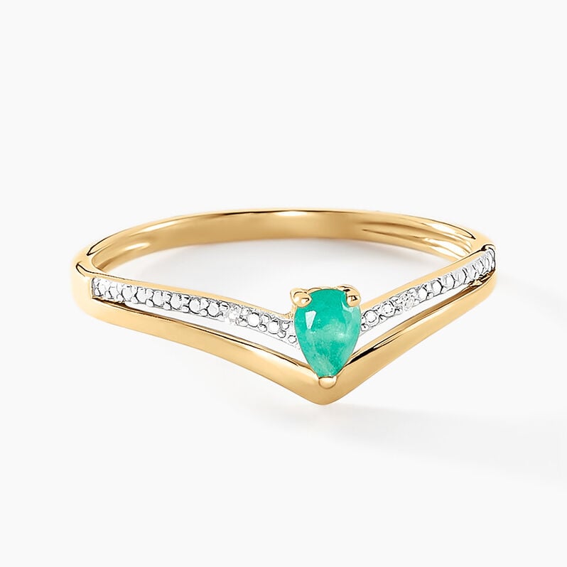 Bague Marjeta Or Jaune Emeraude Diamant - Spannringe Damen | OROVIVO