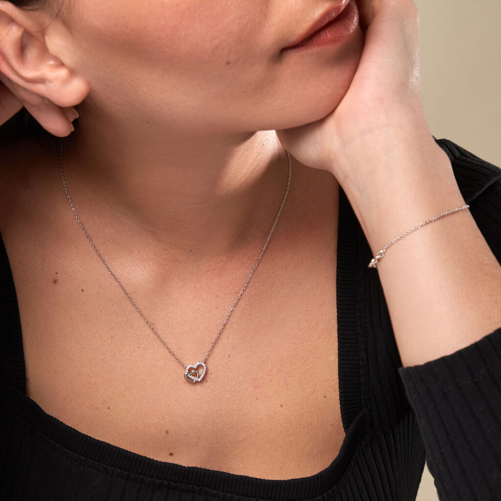 Damen Collier Silber 925 Zirkonia Herz Marina 50 - Sommerschmuck Damen | OROVIVO