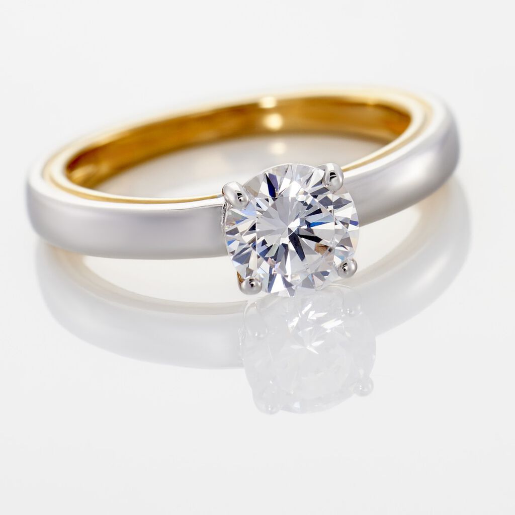 Damen Ring Silber Bicolor Gelb/Silber 925 Zirkonia 1,80mm  - Verlobungsringe Damen | OROVIVO