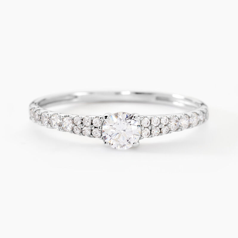 Bague Solitaire Francoise-marie Or Blanc Oxyde De Zirconium - Spannringe Damen | OROVIVO