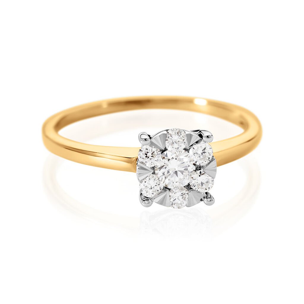 PETALI Damen Ring Gold 585 (14 Karat) Diamant Weiß 0,11 ct Kreis, Ring mit Stein
