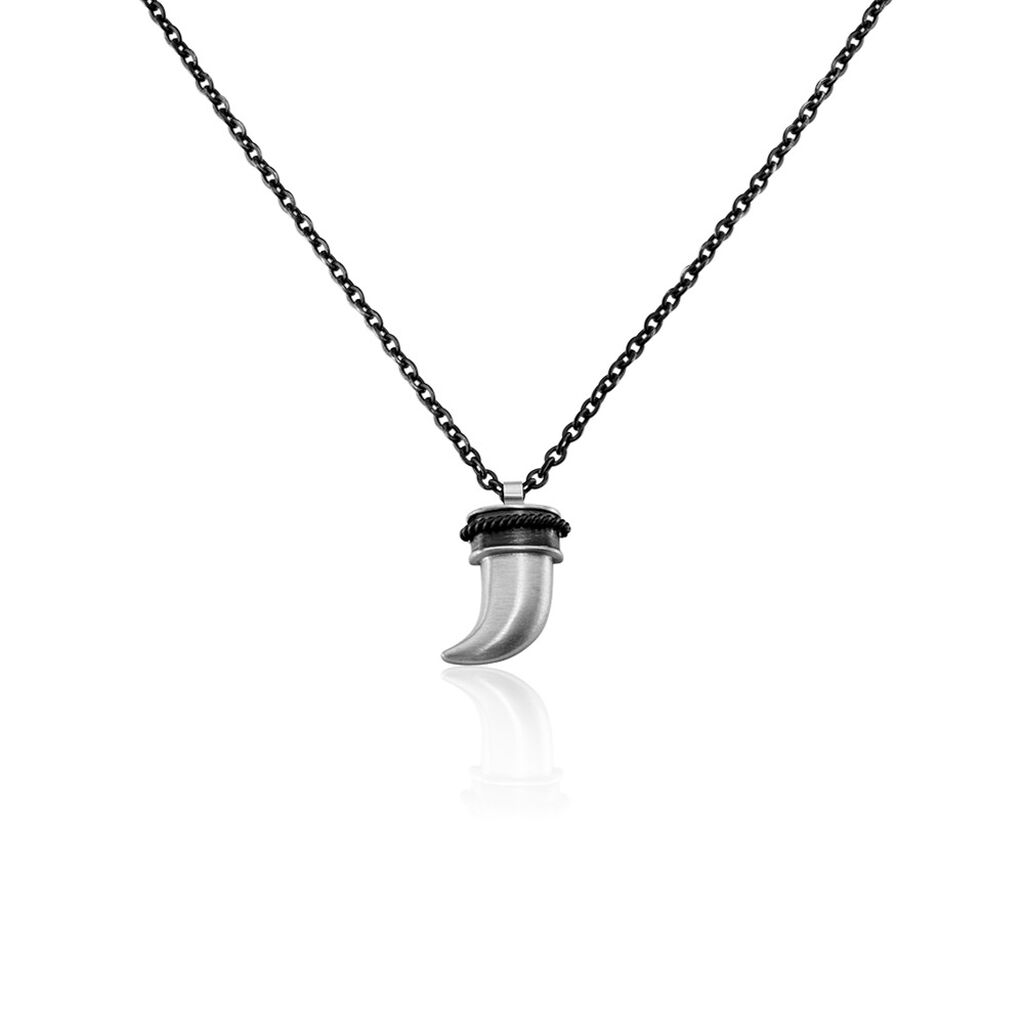 Herren Kette Edelstahl Bicolor Silber/Schwarz, Kette ohne Stein