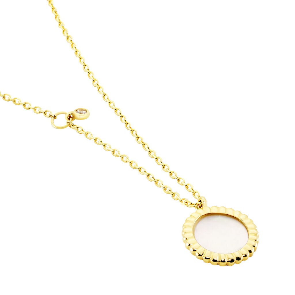 Uyen Damen Collier Gold 375 (9 Karat) Perlmutt Wei&szlig;er Perlmutt 1 ct Kreis