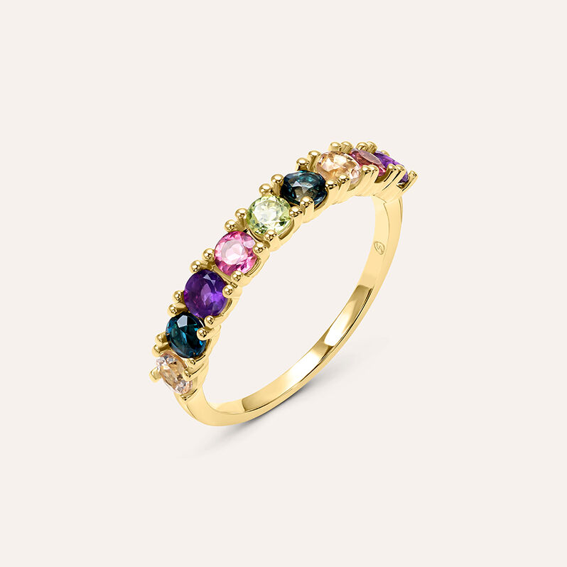 Anello Riviere Amélie Oro Giallo Ametista Topazio Morganite Peridoto Tormalina - Spannringe Damen | OROVIVO