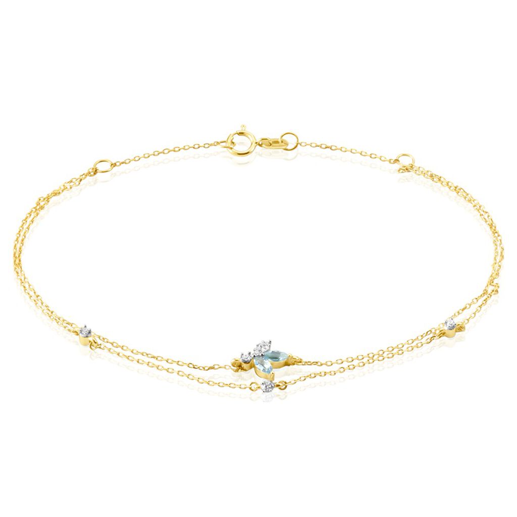 Santorini Damen Armband Gold 375 (9 Karat) Topas Swiss Blue 0,24 ct Blume
