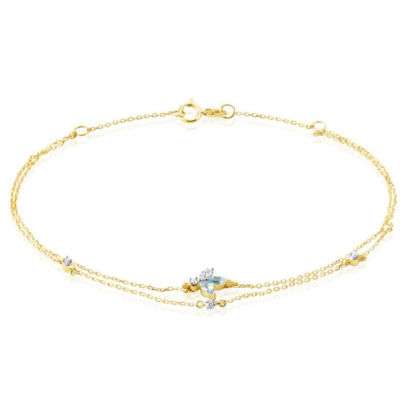 Santorini Damen Armband Gold 375 (9 Karat) Topas Swiss Blue 0,24 ct Blume - Armb&auml;nder mit Anh&auml;nger Damen | OROVIVO