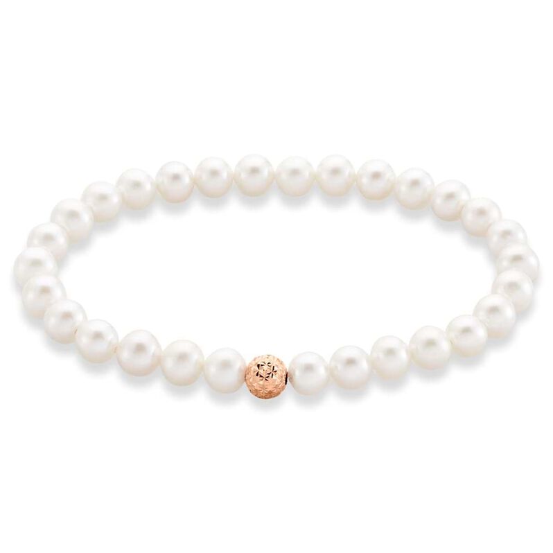 Bracciale Gabrielle Oro Rosa Perla D'Acqua Dolce - Spannringe Damen | OROVIVO