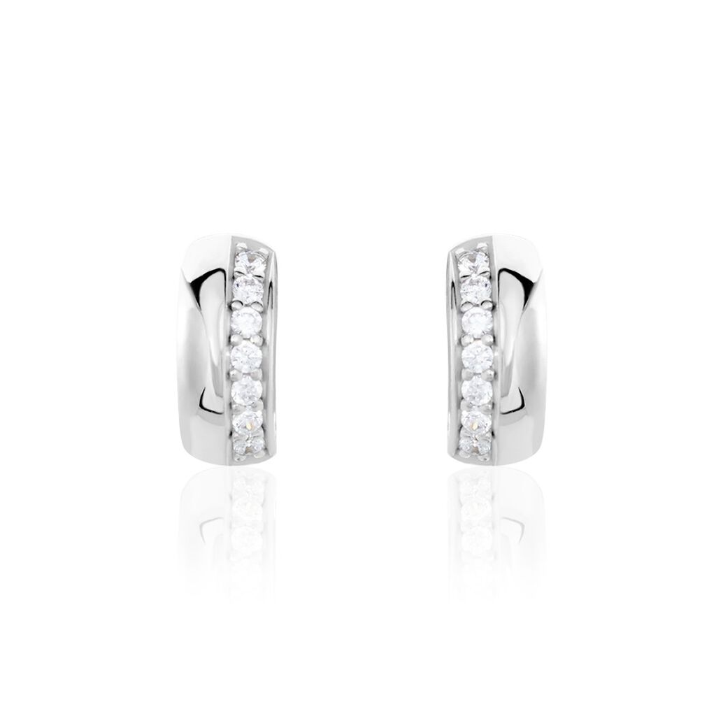 🦚 Damen Steckcreolen Silber 925 Zirkonia , Creolen mit Stein