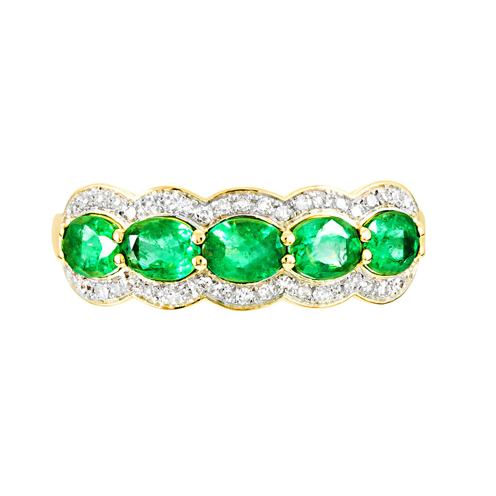 Bague Margaux Or Jaune Emeraude Et Diamant - Spannringe Damen | OROVIVO