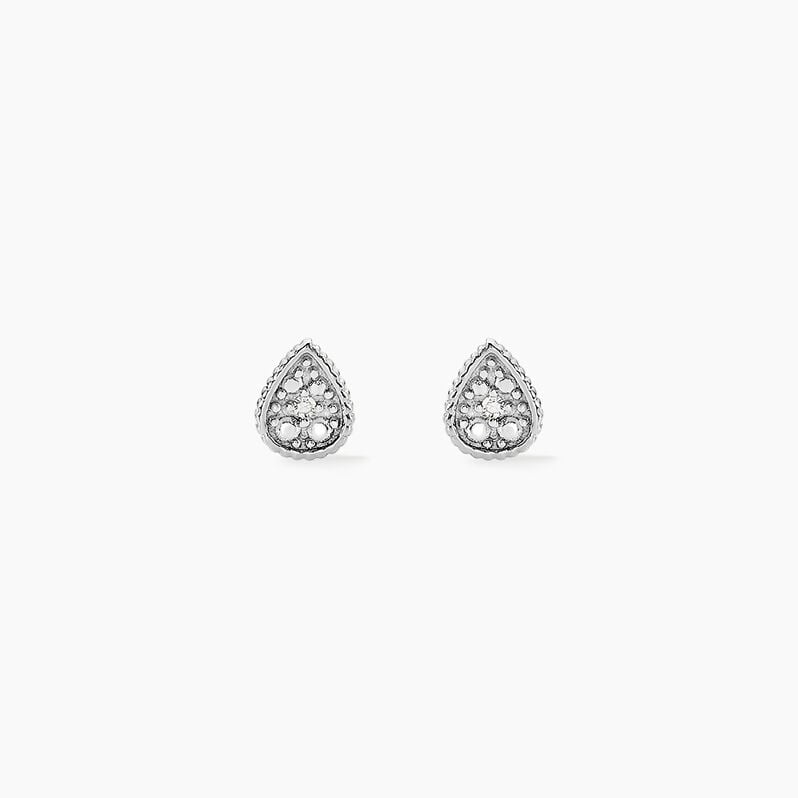 Boucles D'oreilles Puces Mon 1er Diamant 2 Or Weiss Diamant - Spannringe Damen | OROVIVO