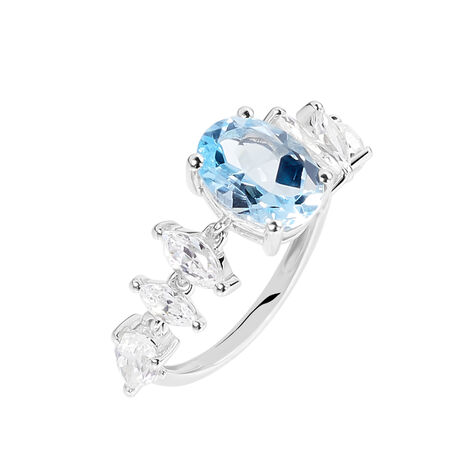Damen Ring Weißgold 375 Topas Blau 2,81ct Sky  - Solitärringe Damen | OROVIVO