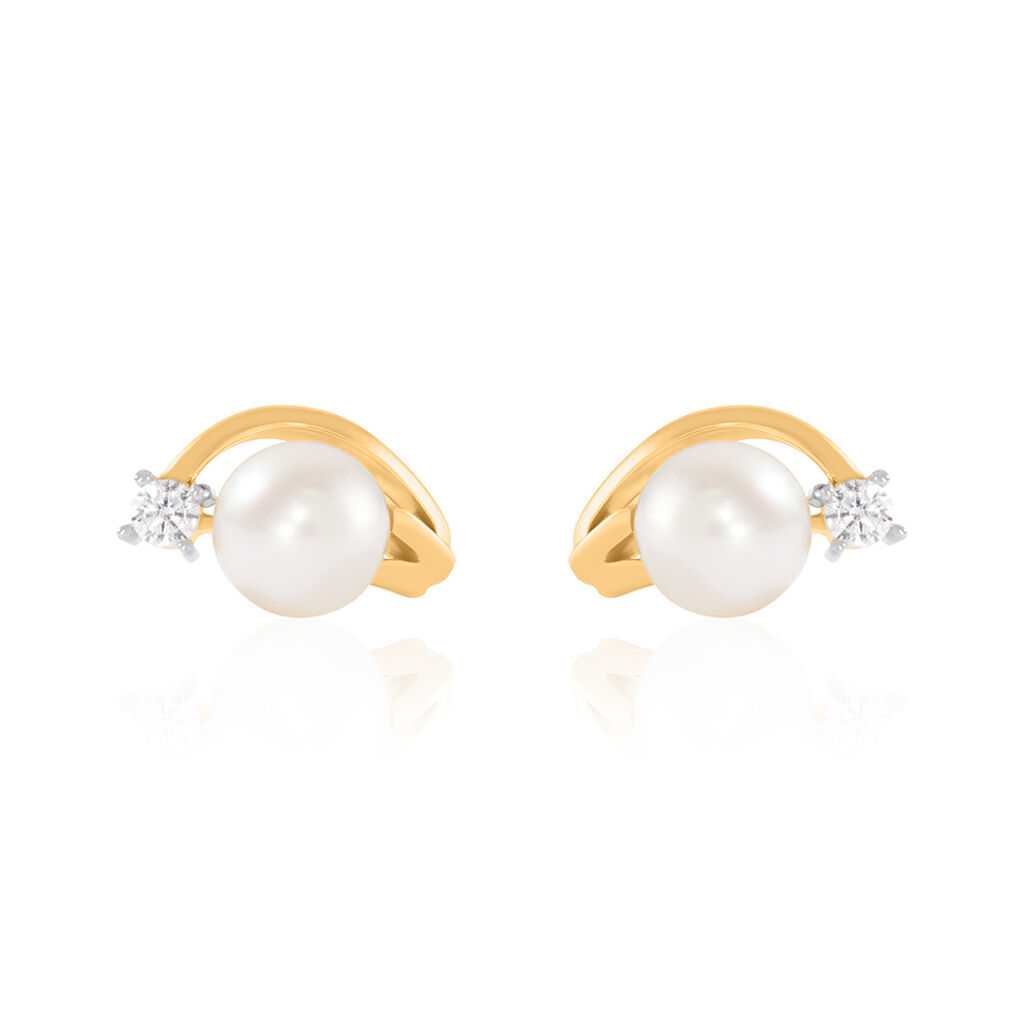 Annabelle Damen Ohrstecker Gold 375 (9 Karat) Zuchtperle Weiß, Ohrstecker mit Stein