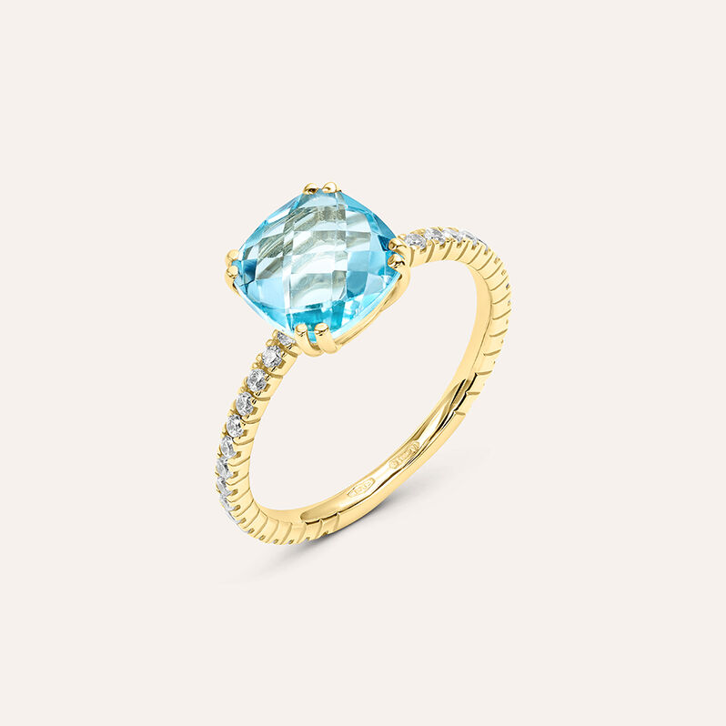 Anello Solitario Amélie Oro Giallo Topazio Cubic Zirconia - Spannringe Damen | OROVIVO