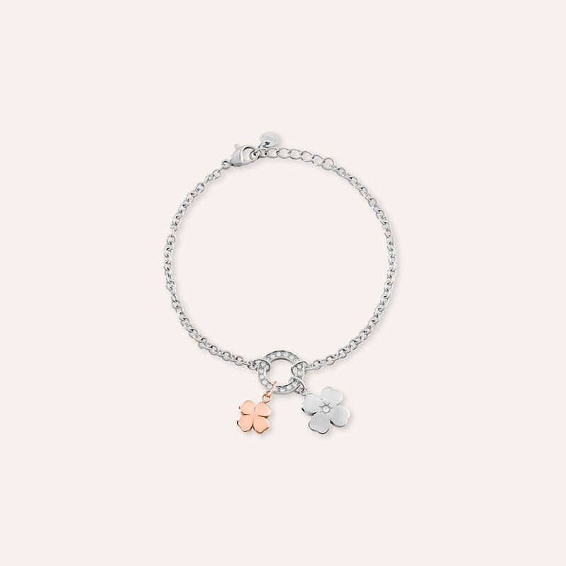Bracciale Sunrise Acciaio Bicolore Bianco / Rosa Cristallo - Spannringe Damen | OROVIVO