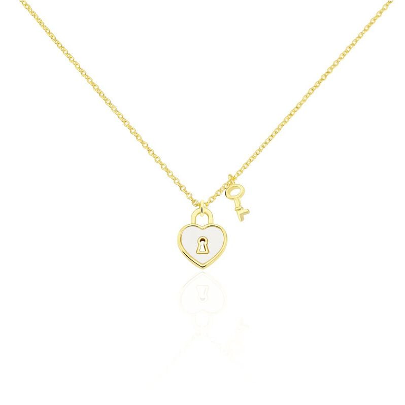 MILICA Damen Collier Silber vergoldet 925 Perlmutt Wei&szlig;er Perlmutt Herz - Halsketten Damen | OROVIVO