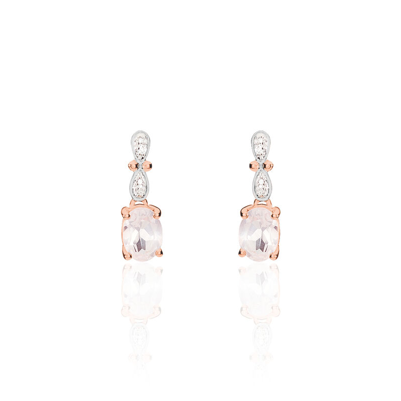 Boucles D'oreilles Or Rose Quartz Rose - Spannringe Damen | OROVIVO